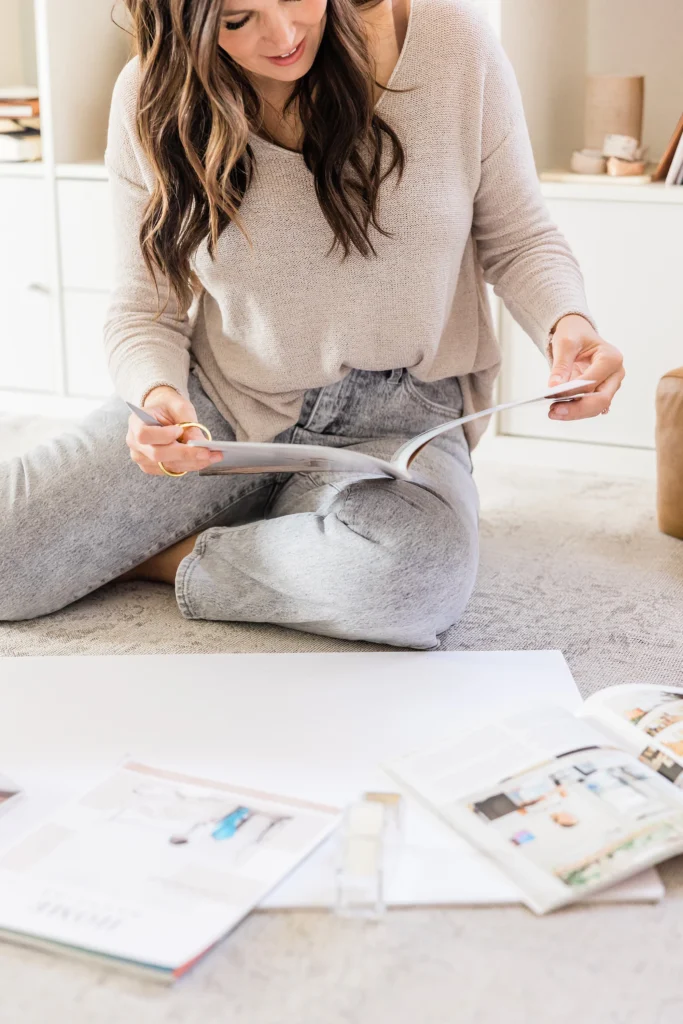 Woman looks at plans